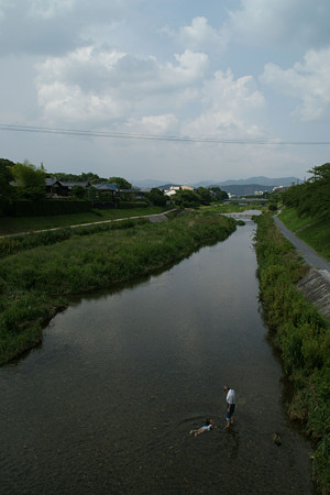 鴨川の水遊び0807te